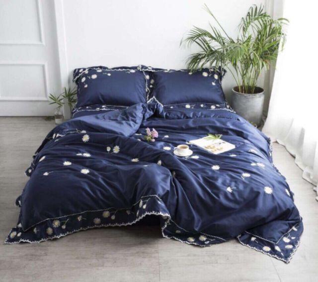 BỘ CHĂN GA GỐI COTTON CÚC HỌA MI