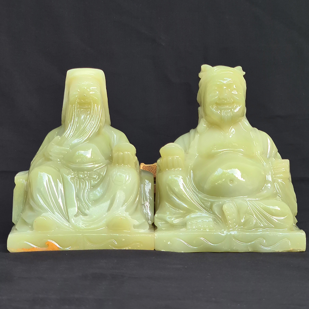 Bộ Thần Tài Thổ Địa - Đá Ngọc Onyx Xanh - 16Cm - Mx