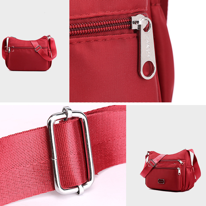 Túi Xách Nữ Vải Dù Đeo Chéo Khoá Đẹp Chất Mềm Nhiều Ngăn Chống Nước Cao Cấp Size 24cm-131