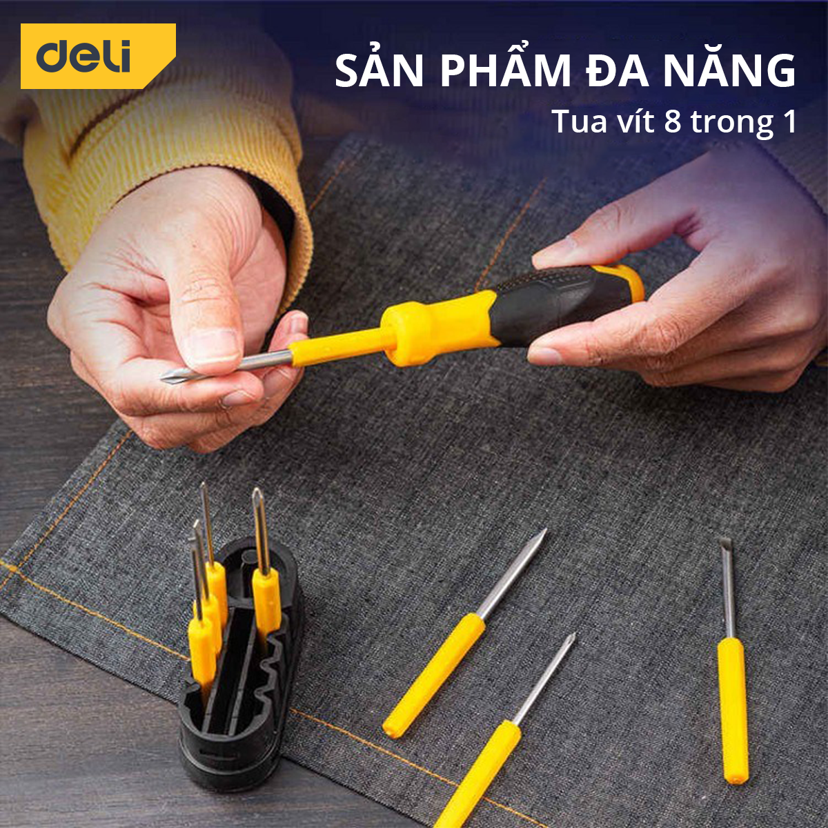 Bộ Tua Vít Deli 9 Chi Tiết Đa Năng, Nhỏ Gọn, Tiện Dụng - Vặn Ốc Vít, Sửa Chữa Đồ Dùng Gia Đình - DL636009