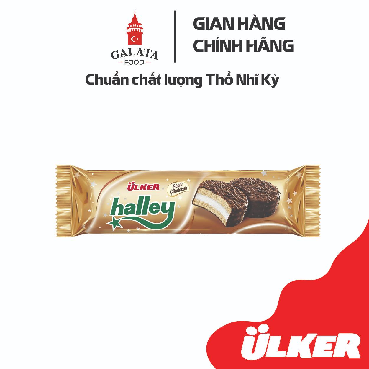 Bánh xốp kẹp marshmallow ULKER HALLEY bọc sô cô la 66g