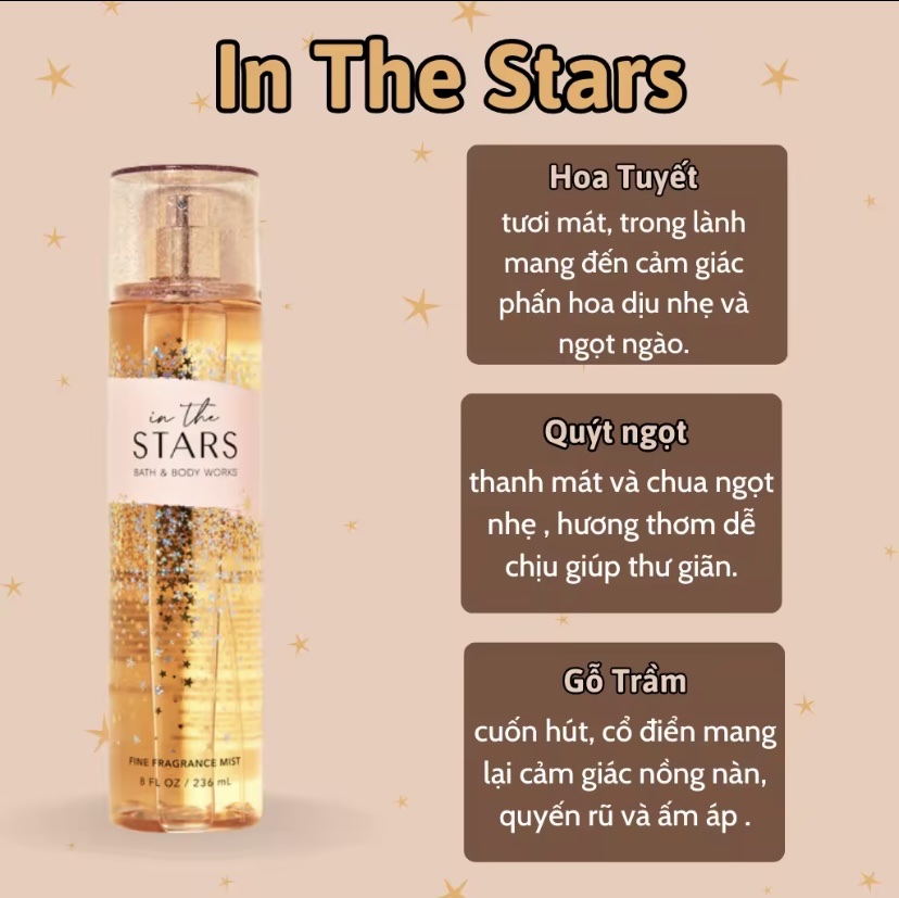 Body Mist In The Stars - Xịt Thơm Bath and Body Work In The Stars 236ml