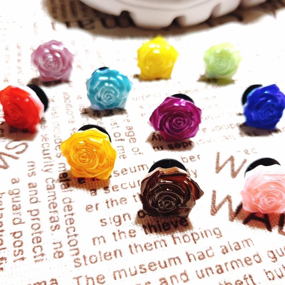 Sticker charms dán dép / nút gắn hkdesign mẫu hoa hồng mới loại đá cứng