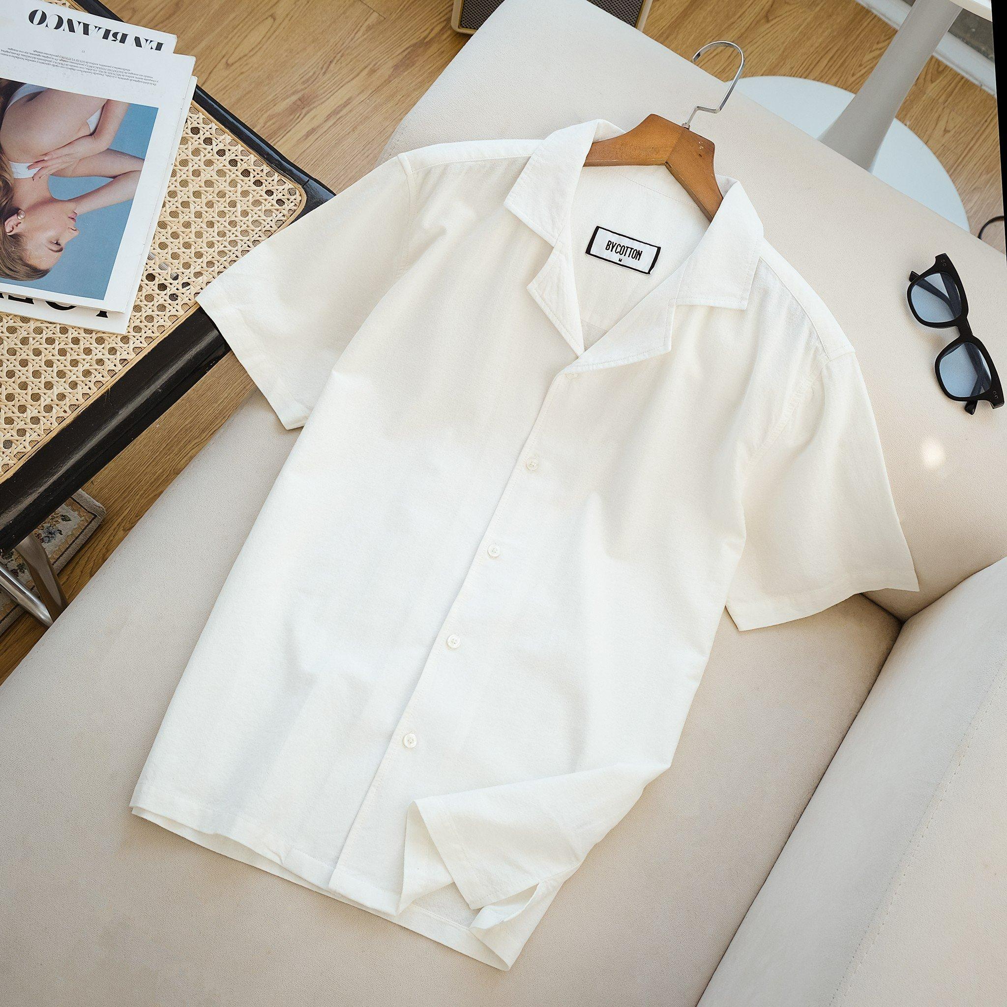 Áo Sơ Mi LINEN Tay Ngắn White BY COTTON