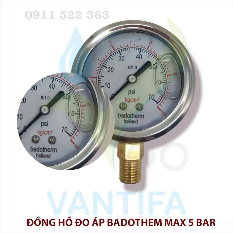 Đồng hồ đo áp Badothem MAX 5 Bar chuyên hệ thống tưới cây tự động