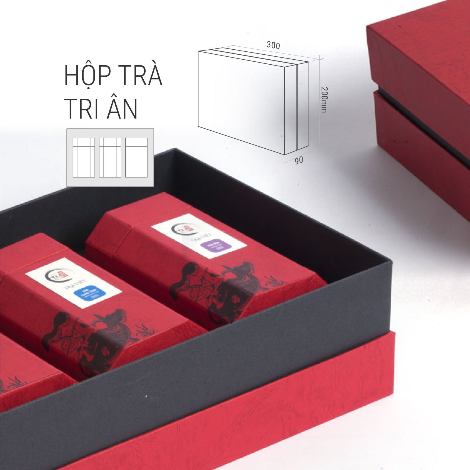 Hộp trà Tri Ân ( Hộp quà tặng Trà Việt ) Bộ 3 Hộp Trà Cao Cấp - Trà Ô Long - Trà Cổ Thụ - Trà Nõn Tôm