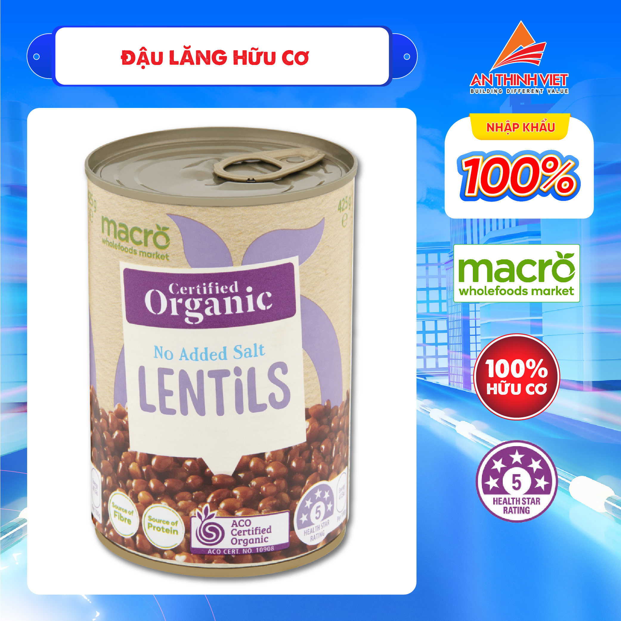 Đậu Lăng Hữu Cơ - Macro Organic Lentils 425g