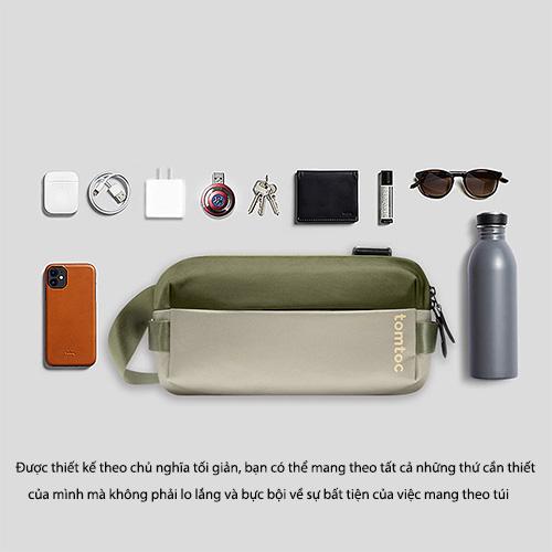 TÚI ĐEO CHÉO TOMTOC (USA) LIGHTWEIGHT SLING BAG GREEN Lưu trữ đa chức năng - HÀNG CHÍNH HÃNG