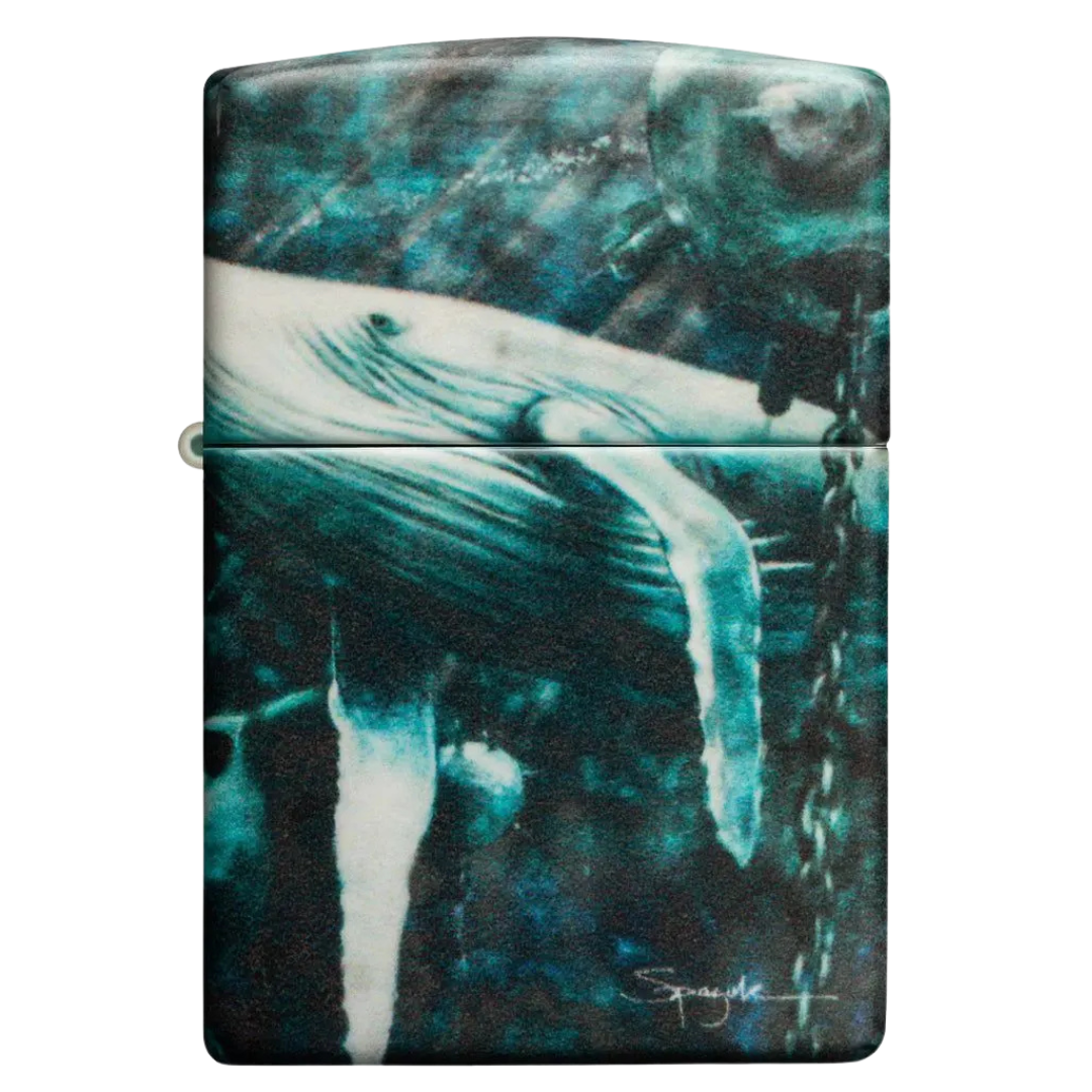 Zippo Chính Hãng Mỹ in hình cá Voi Nghệ Thuật Spazuk - Chống gió, vỏ kim loại cao cấp