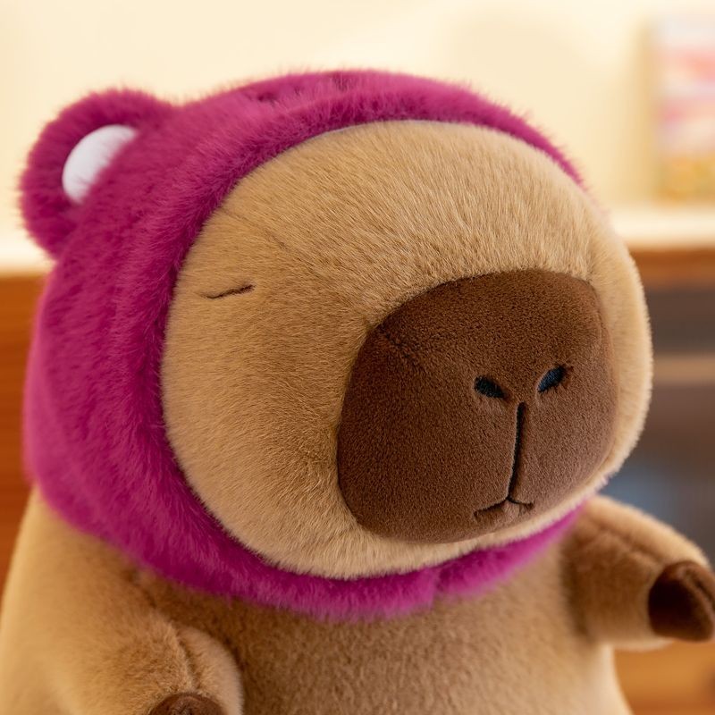 Thú nhồi bông capybara cosplay gấu dâu đáng yêu - Size từ 45cm đến 80cm - Quà tặng gấu bông chuột lang đội nón lotso êm mịn