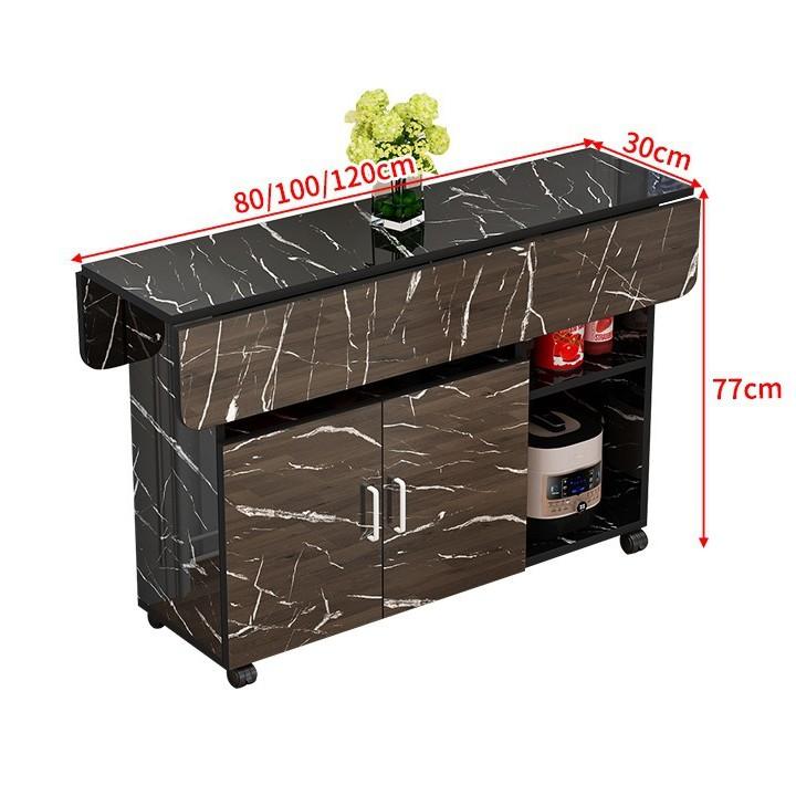 Bàn ăn gấp gọn thông minh tích hợp tủ để bát, gia vị kích thước sử dụng 120*70*77cm.
