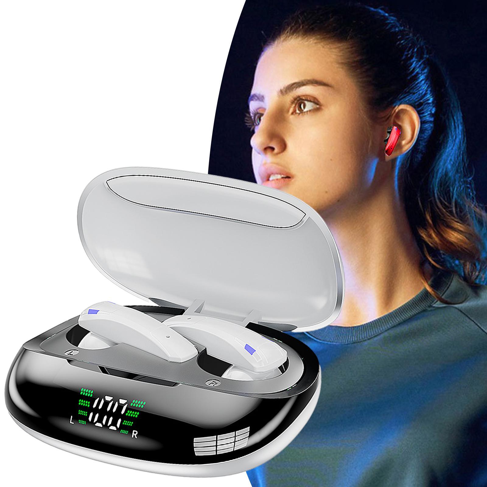 Wireless LED Display Headphones for Gaming Running Low Latency White