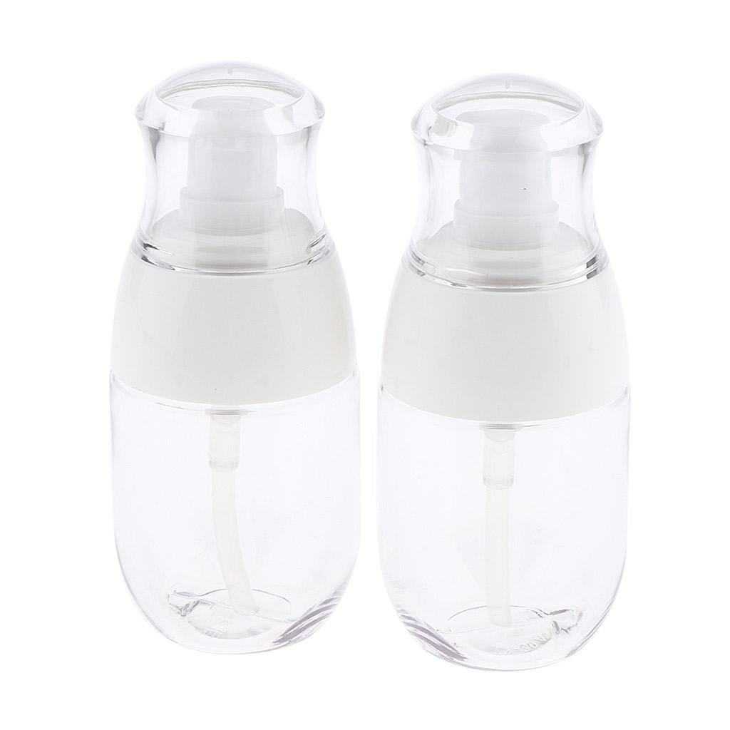 2Pcs Refillable Empty Cream Shampoo Lotion Pump Bottles with Cap 30ml
