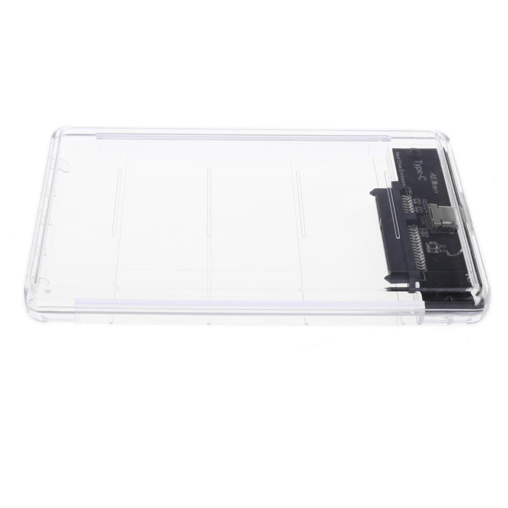 2.5" SATA To USB Type C 3.0 External HDD Hard Drive Enclosure Case Clear