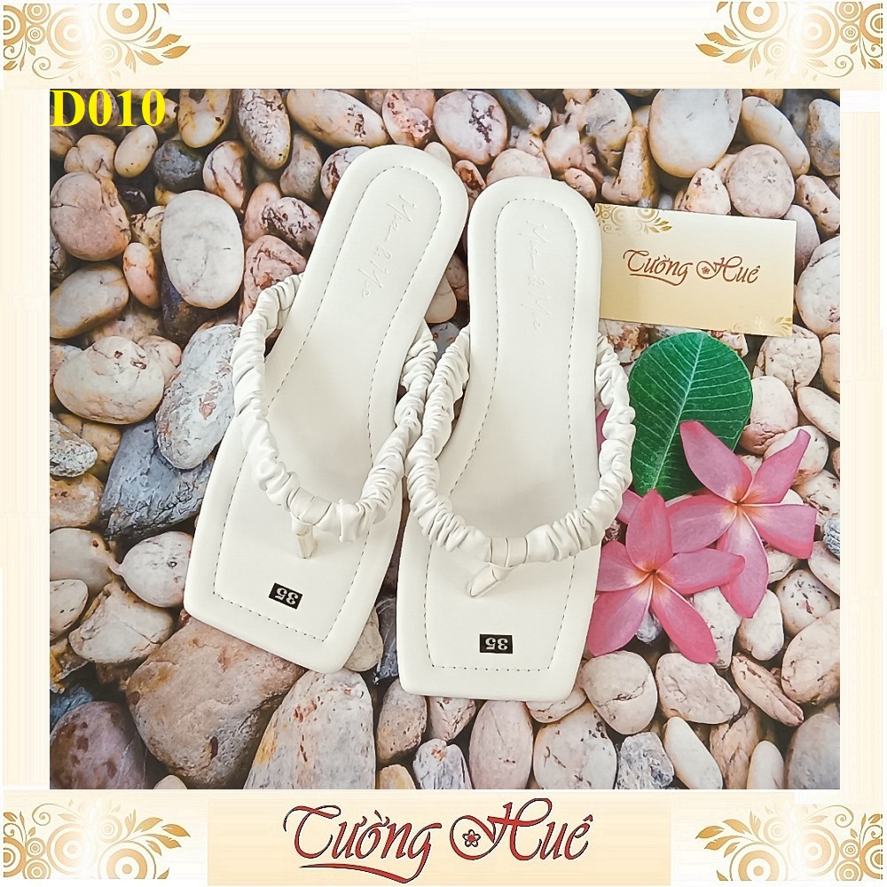 SALE SALE SALE - Dép Kẹp Quai Nhún Mũi Vuông Đế Bệt - D010