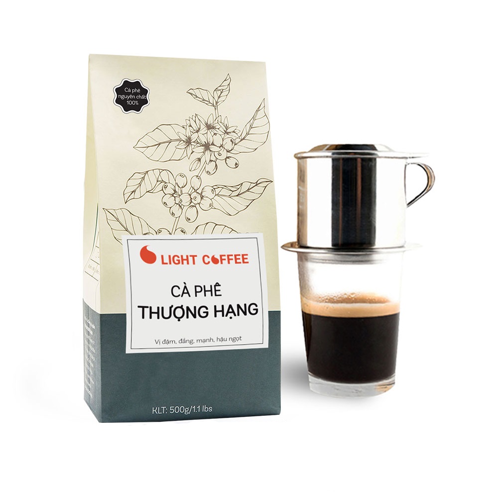 Cà phê rang xay Thượng hạng Light coffee vị đậm, đắng mạnh, hậu ngọt - 500g