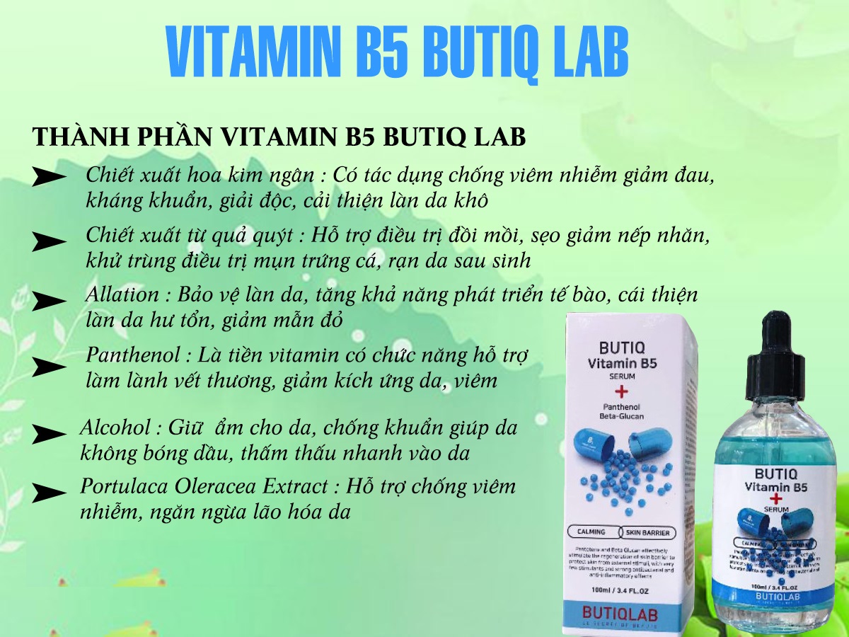 Serum dưỡng ẩm cho da mụn, da nhạy cảm, da nhiễm corticoid Vitamin B5 Serum 100ml