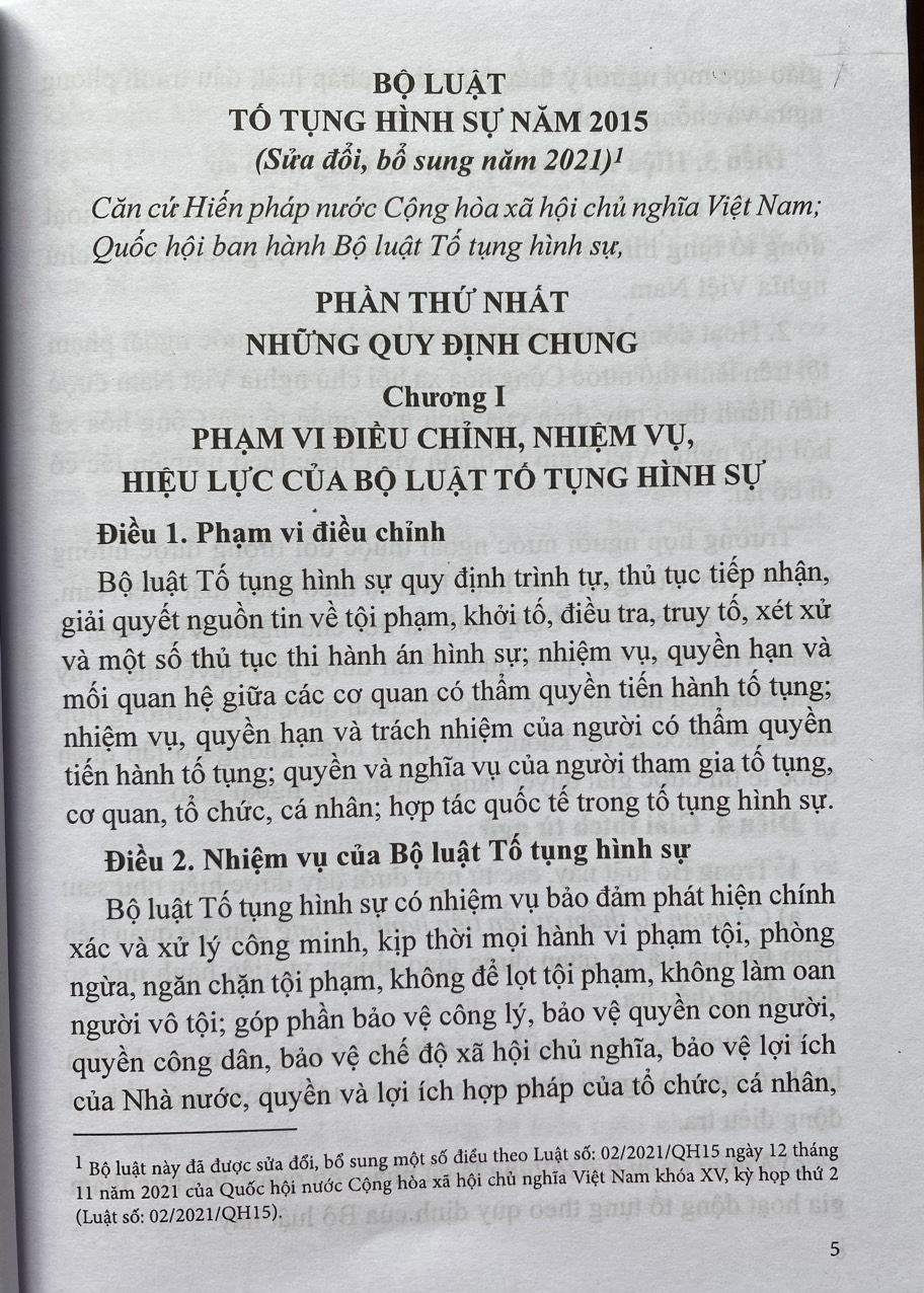 Bộ Luật Tố Tụng Hình Sự Năm 2015 ( Sửa đổi, bổ sung năm 2021 )