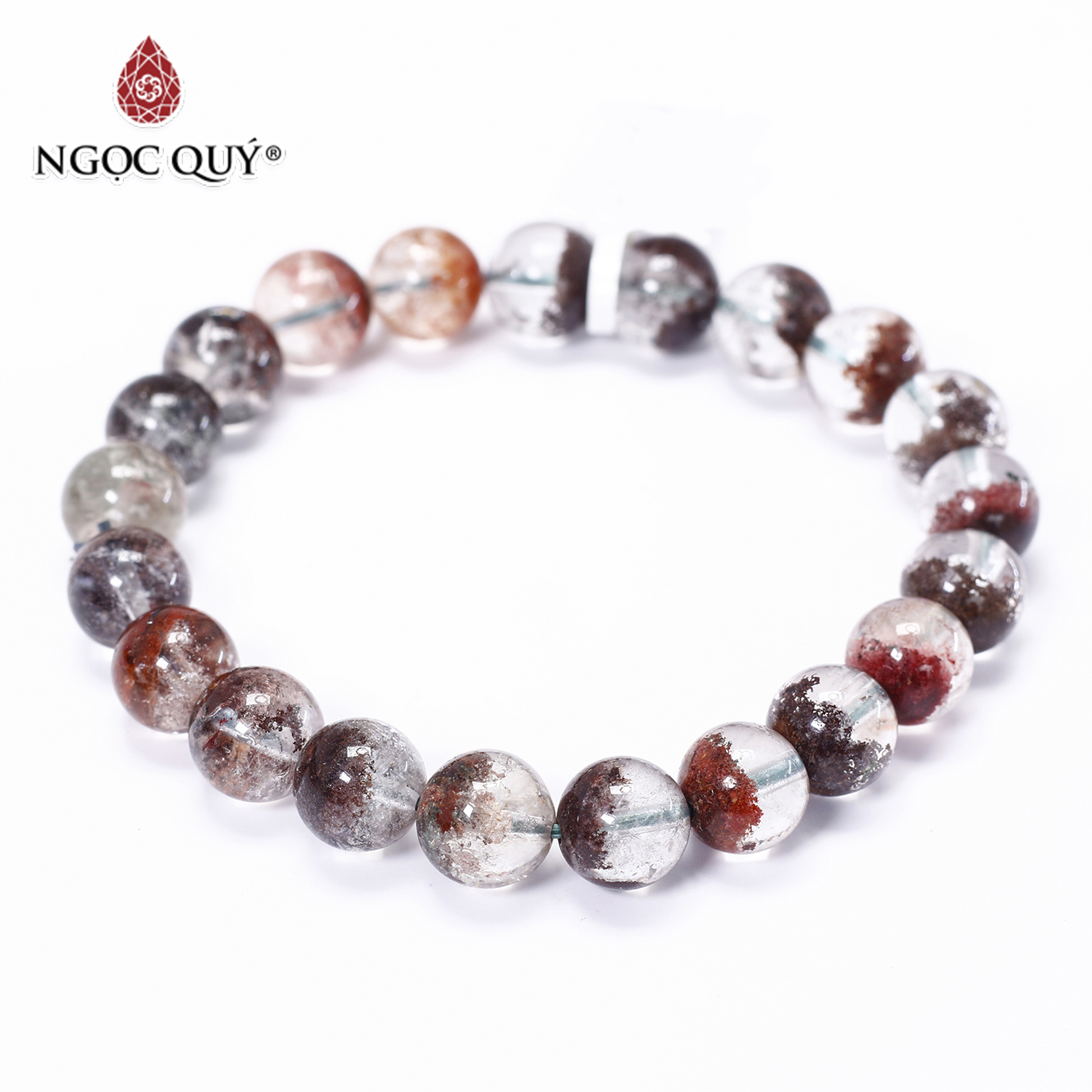 Vòng tay trơn đá thạch anh ưu linh đa sắc size hạt 10mm - Ngọc Quý Gemstones 