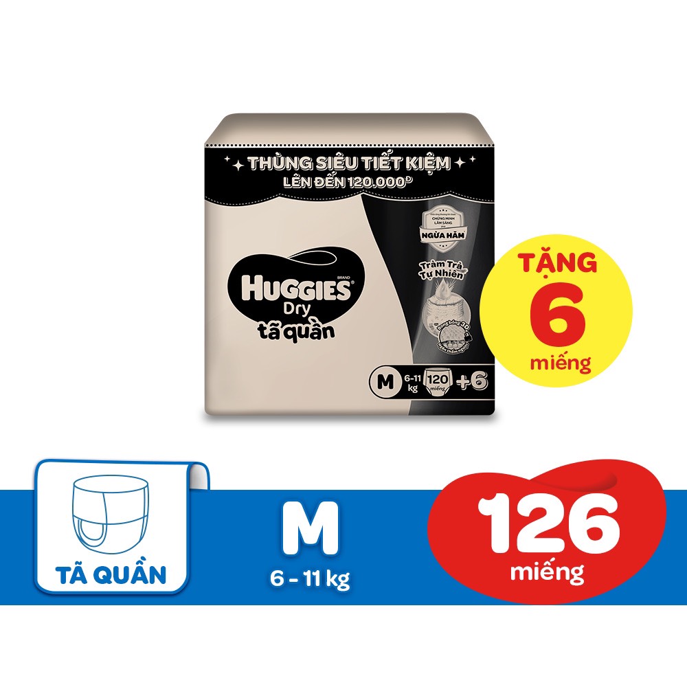 Tã quần Huggies Dry Tràm Trà Tự Nhiên MEGA JUMBO