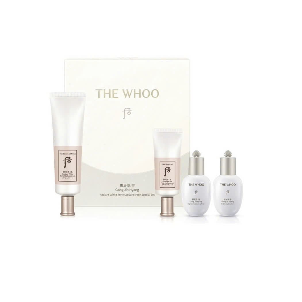 Set Kem Chống Nắng Dưỡng Trắng Whoo Gongjinhyang Seol Radiant White Tone Up Sunscreen SPF50+/PA++++