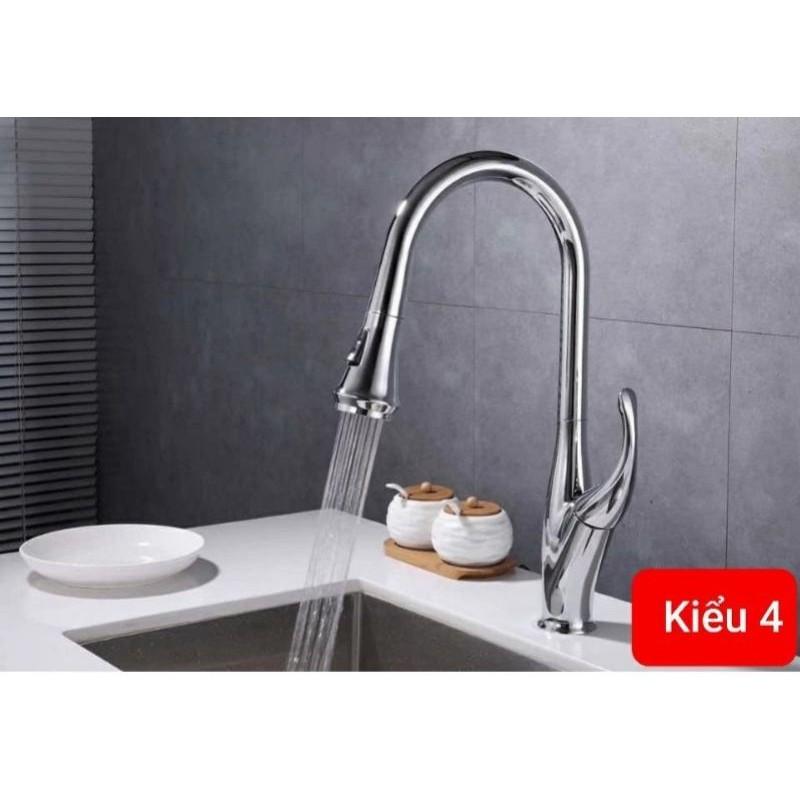 Vòi rửa bát nóng lạnh dây rút inox, cao cấp sáng bóng, sang trọng có nút điều chỉnh ( ảnh thật)