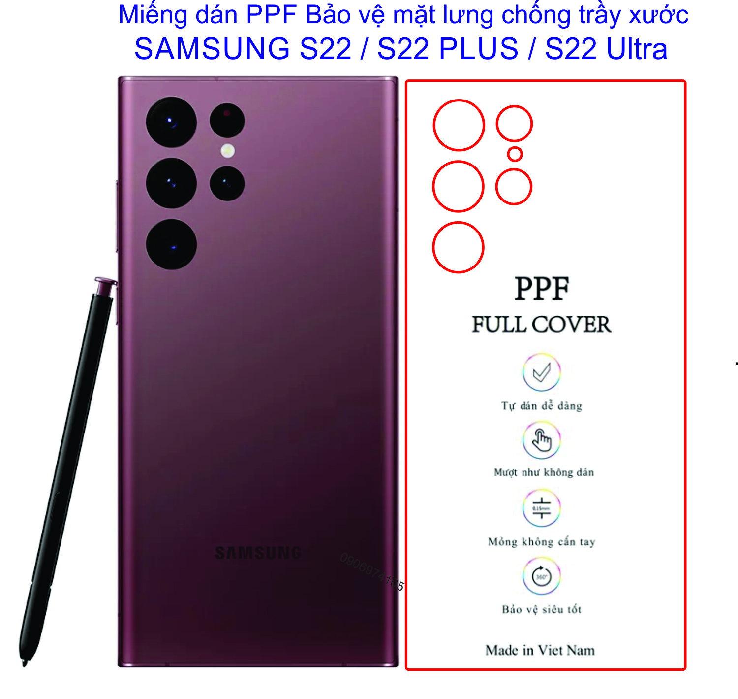 Dán PPF lưng trong suốt dành cho SAMSUNG S22 Ultra / S220 plus / S22 / S21 Ultra / S21 plus/ S21 vệ máy chống trầy xước toàn diện