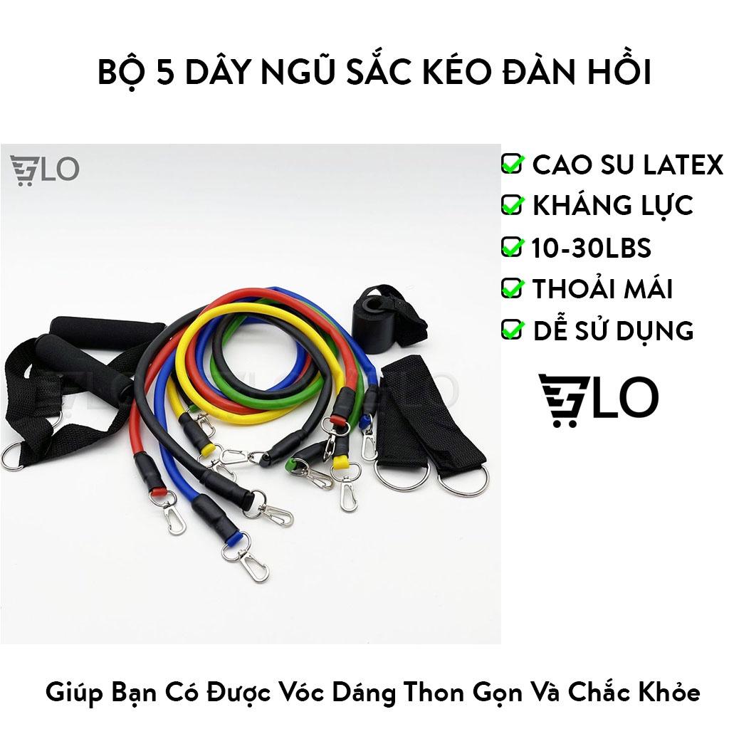 Bộ 5 Dây Ngũ Sắc Kéo Đàn Hồi Kháng Lực Tập Gym Thể Dục Tại Nhà Đa Năng