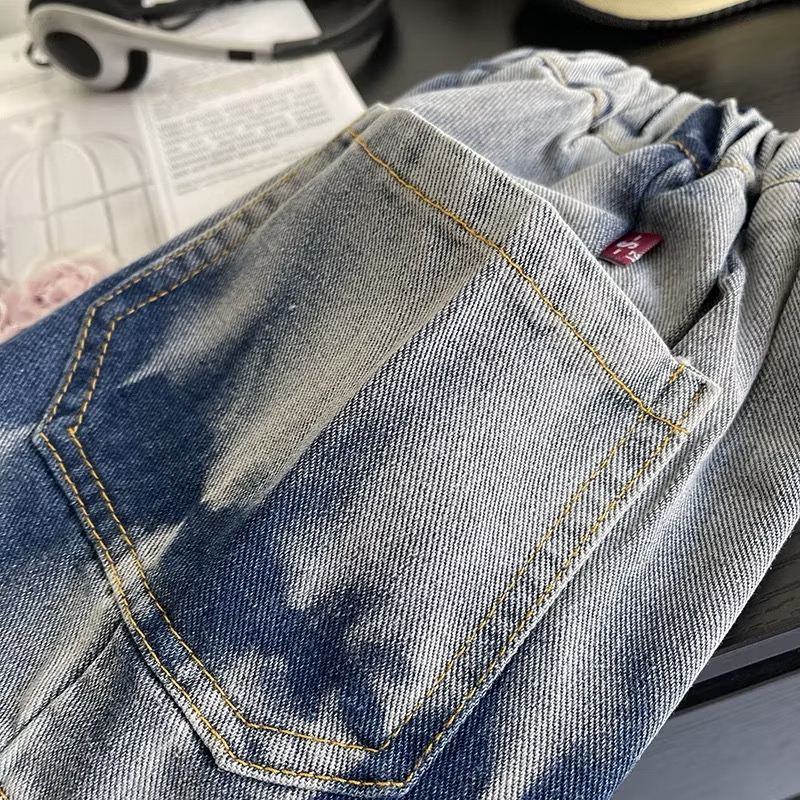 Set Áo Thun Tay Ngắn Sọc In Chữ Quần Đùi Denim 1-5 Tuổi Dành Cho Bé Trai