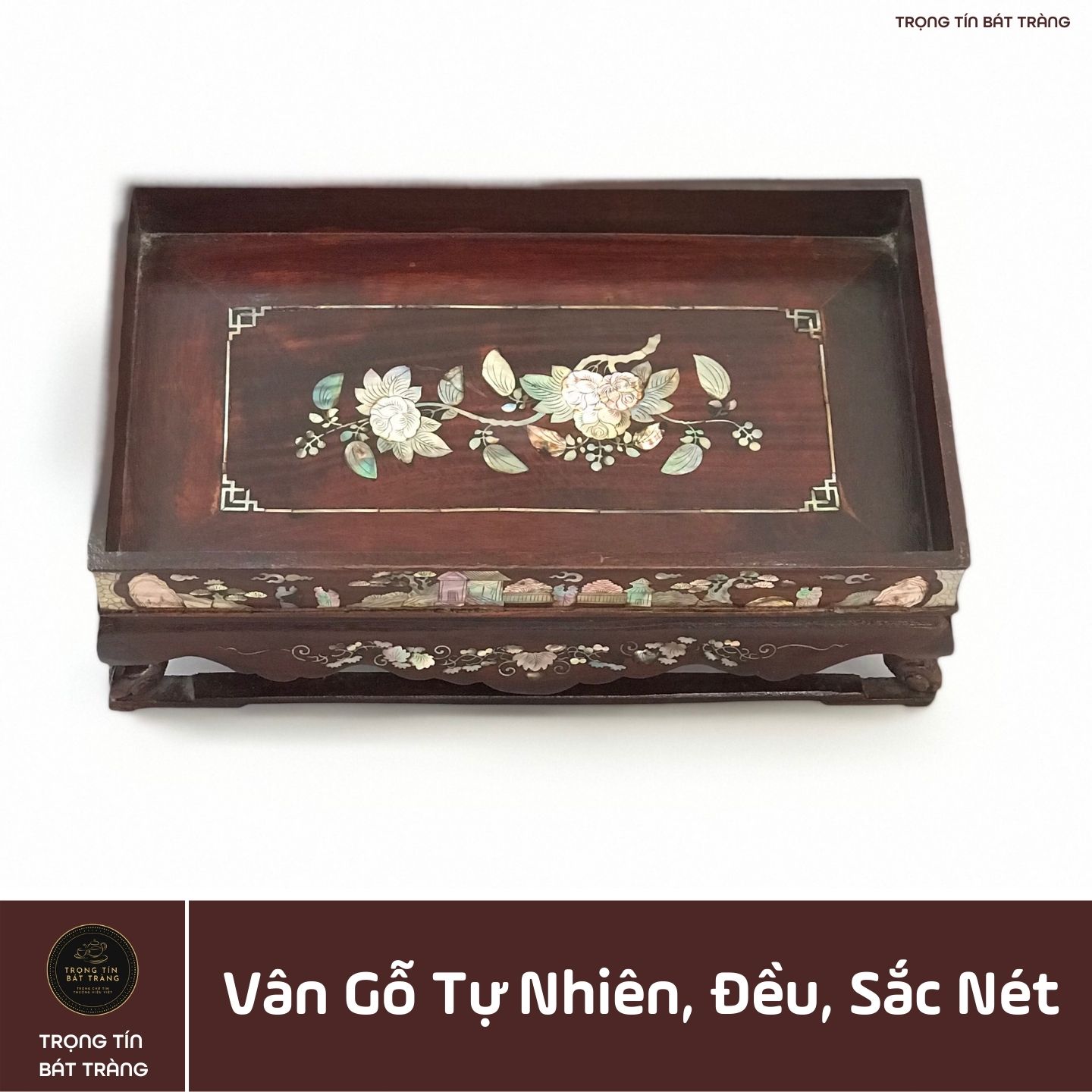 Khay Trà Gỗ Hương Hình Chữ Nhật Kích Thước 35,5*20,5*11,5 cm KT 80