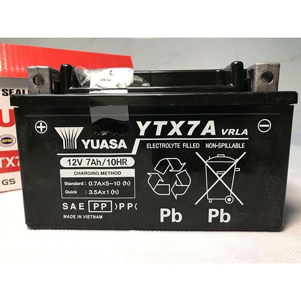 Bình Ắc Quy Khô GS YUASA YTX7A 12V7AH / Đời 2 Đít Bầu, Attila Victoria Đời Đầu 2004-2005