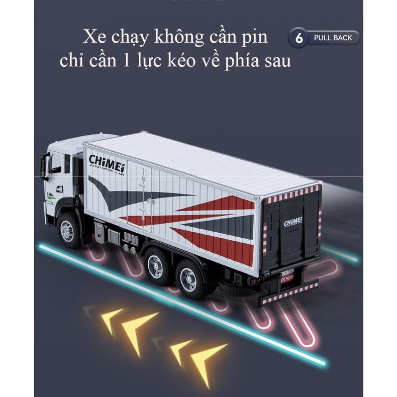 Đồ chơi xe container thành phố bằng hợp kim nguyên khối có nhạc đèn mở được cửa xe và thùng xe