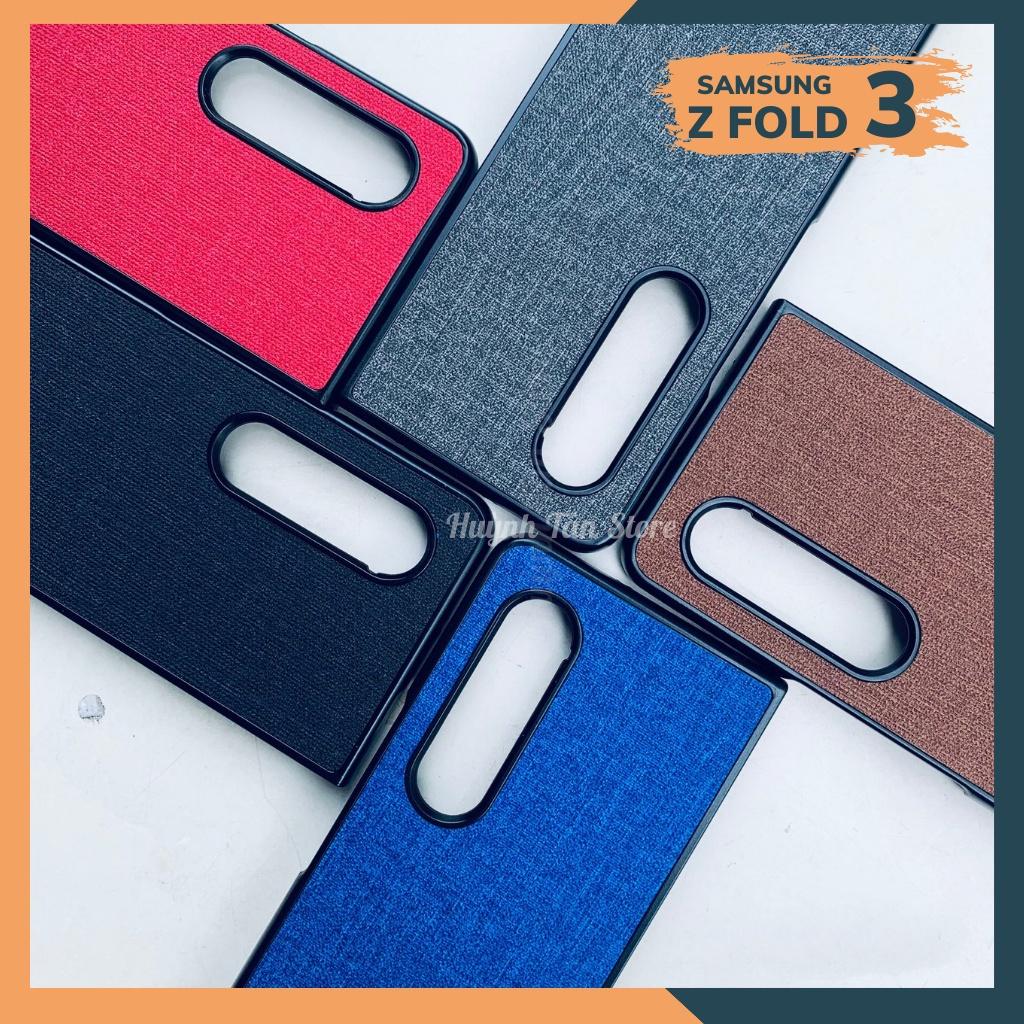 Ốp lưng z fold 4 fold 3 chống vân tay nhựa cứng viền đen vải jean 1 màu phụ kiện điện thoại huỳnh tân store