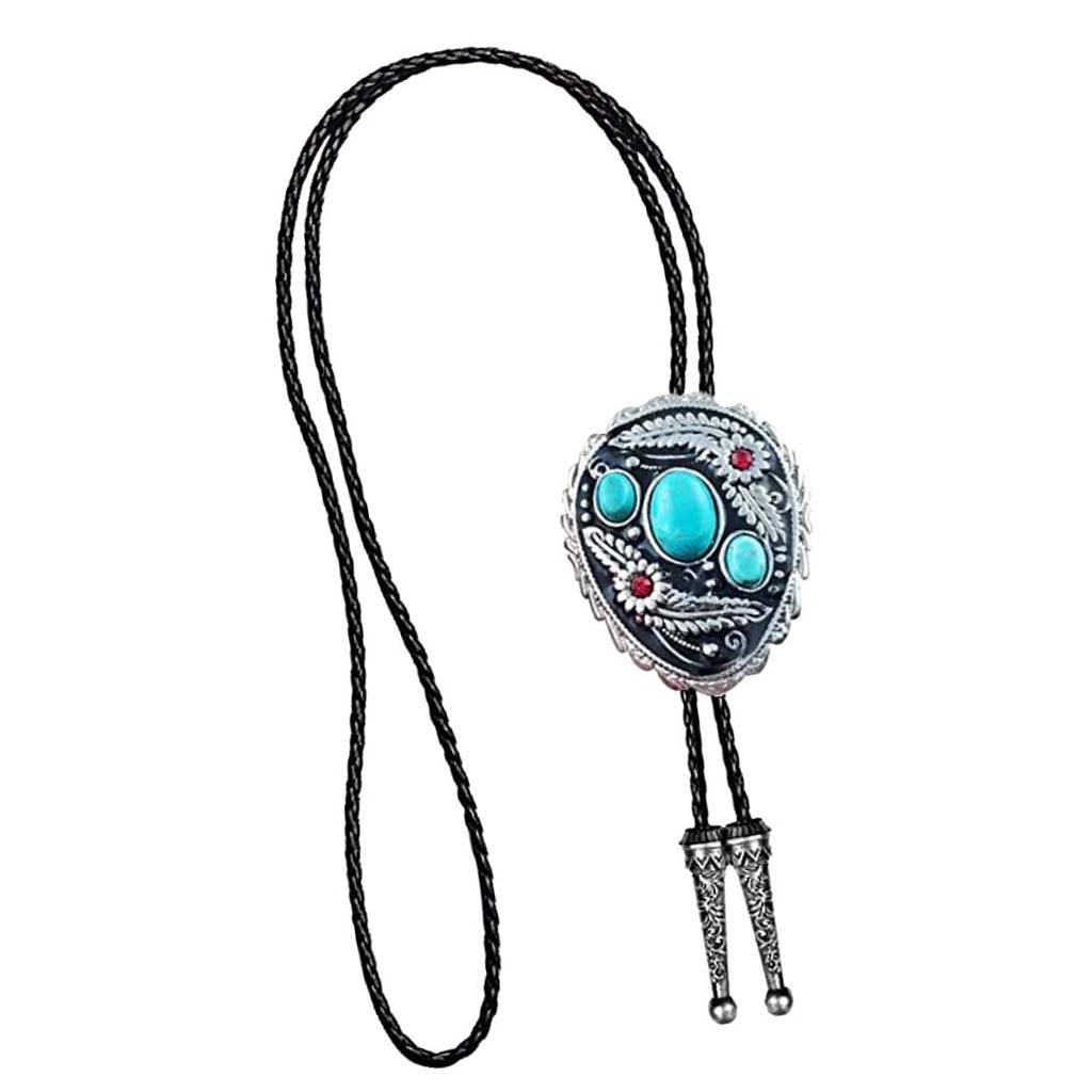 Retro Style Turquoise Western Cowboy Bolo Ties Rodeo Necktie Bootlace Tie