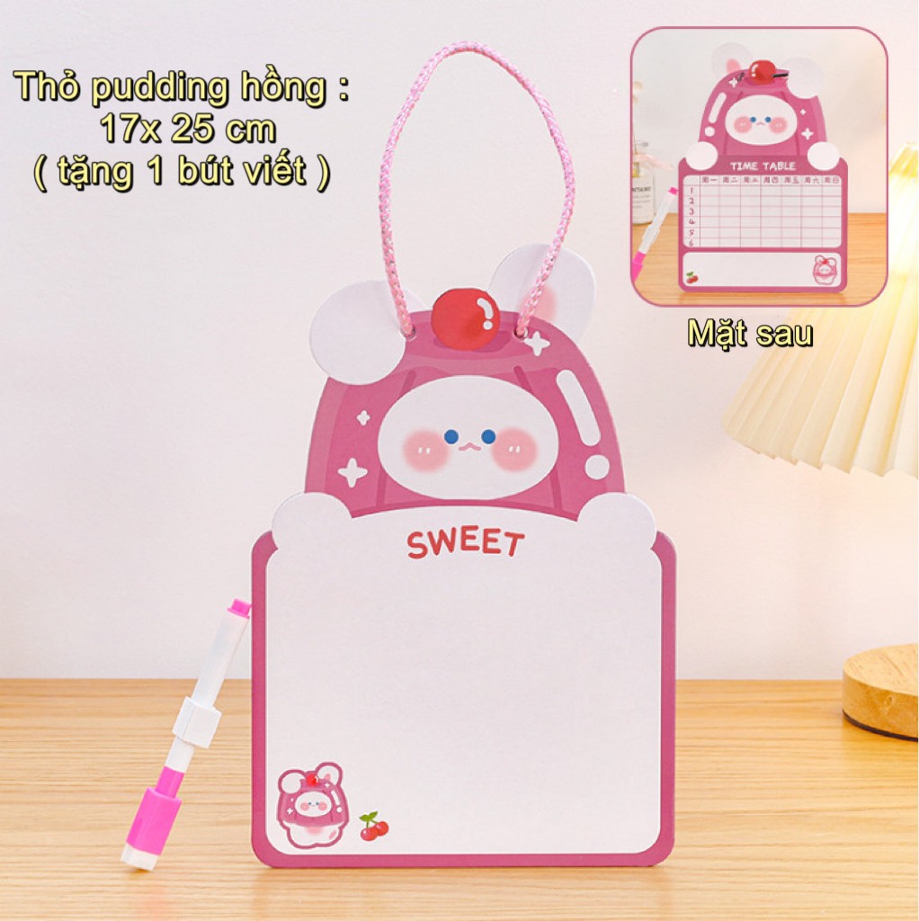 Bảng thời khóa biểu viết tay 2 mặt tặng kém quà ghi kế hoạch treo bàn học trang trí con vật cute đẹp giá rẻ học sinh
