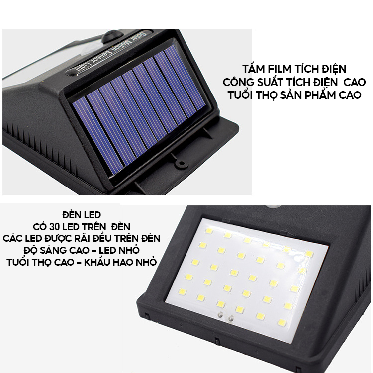 Đèn Cảm Ứng Ốp Tường Tích Điện Năng Lượng Mặt Trời 20led Siêu Sáng Lắp Đặt Dễ Dàng Không Cần Khoan Tường