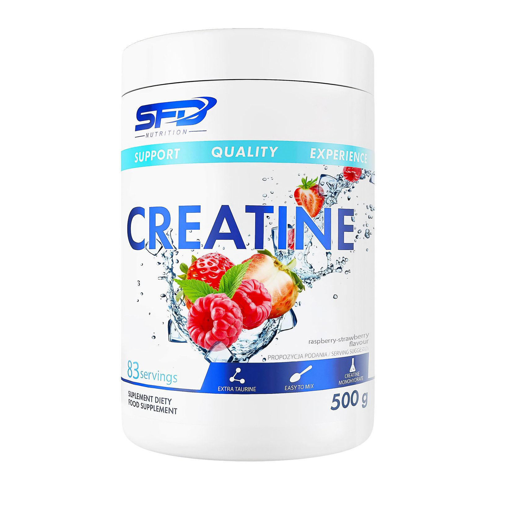 Bột SFD Nutrition Creatine Monohydrate (500g) + Taurine, Tăng Sức Mạnh &amp; Hiệu Suất Tập Luyện | Nhập Khẩu Ba Lan