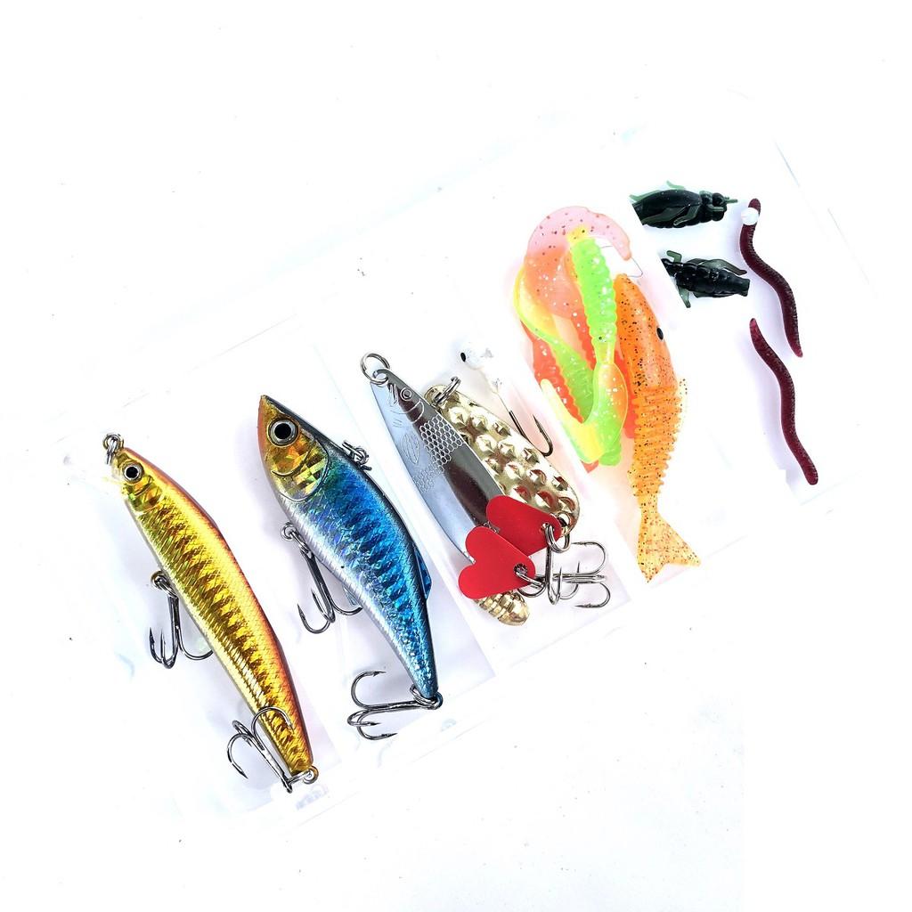 Sét mồi câu lure GW , 14 con mồi lure tổng hợp