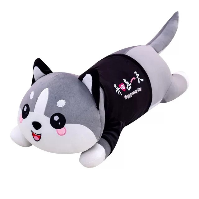 Gấu bông mèo Husky cao cấp, thú nhồi bông mèo alaska khổng lồ vải nhung co giãn 4 chiều
