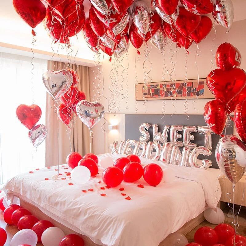 Bộ chữ sweet wedding, bộ bóng trang trí phòng cưới
