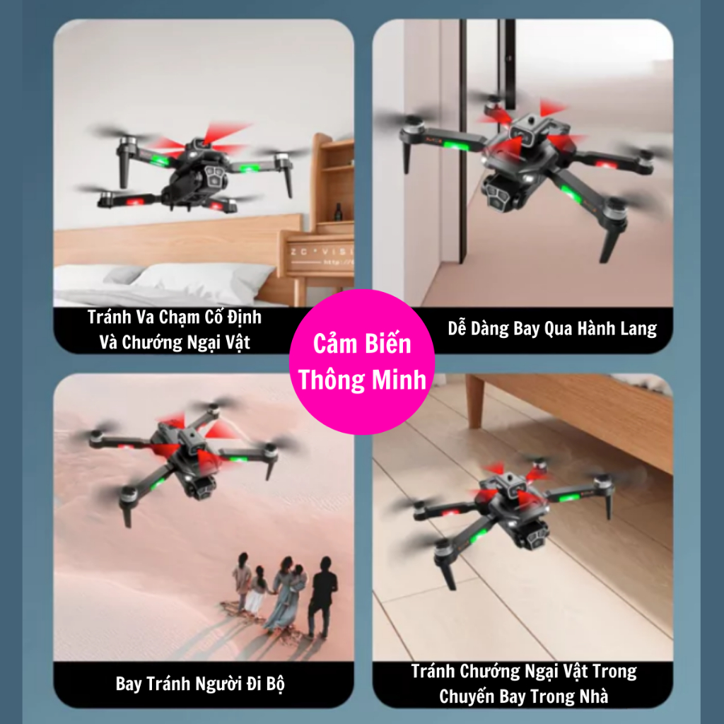 Flycam Mini Giá Rẻ Drone M1S Cải Tiến Với 3 Mắt Camera 4K có cảm biến tránh va chạm, động cơ không chổi than siêu bền bỉ, chuyền hình ảnh trực tiếp về điện thoại - Hàng Chính hãng Asport