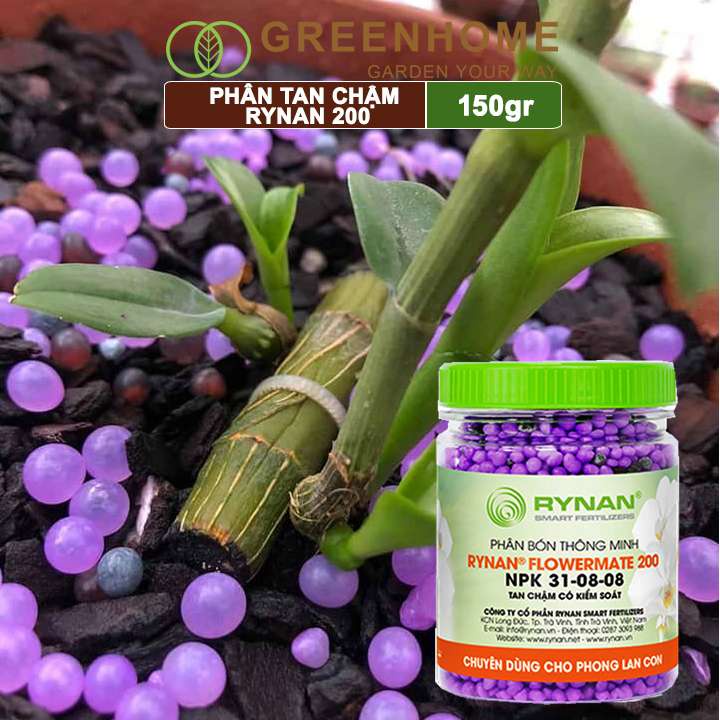 Phân tan chậm Rynan 200, chai 150gr, kích chồi, dưỡng cây, dành cho phong Lan con |Greenhome