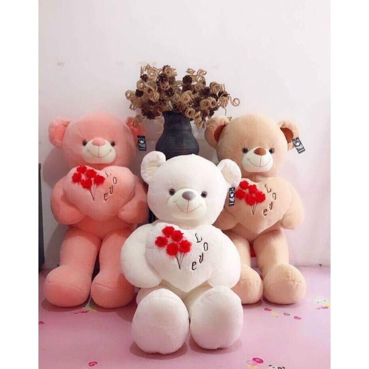 Teddy tim hoa chữ Love cao cấp cực mịn - đủ size