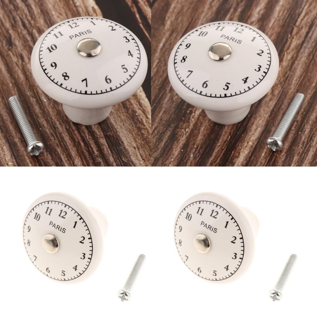2 Pieces Round Black and White Ceramic Cabinet Knobs for Home Furniture