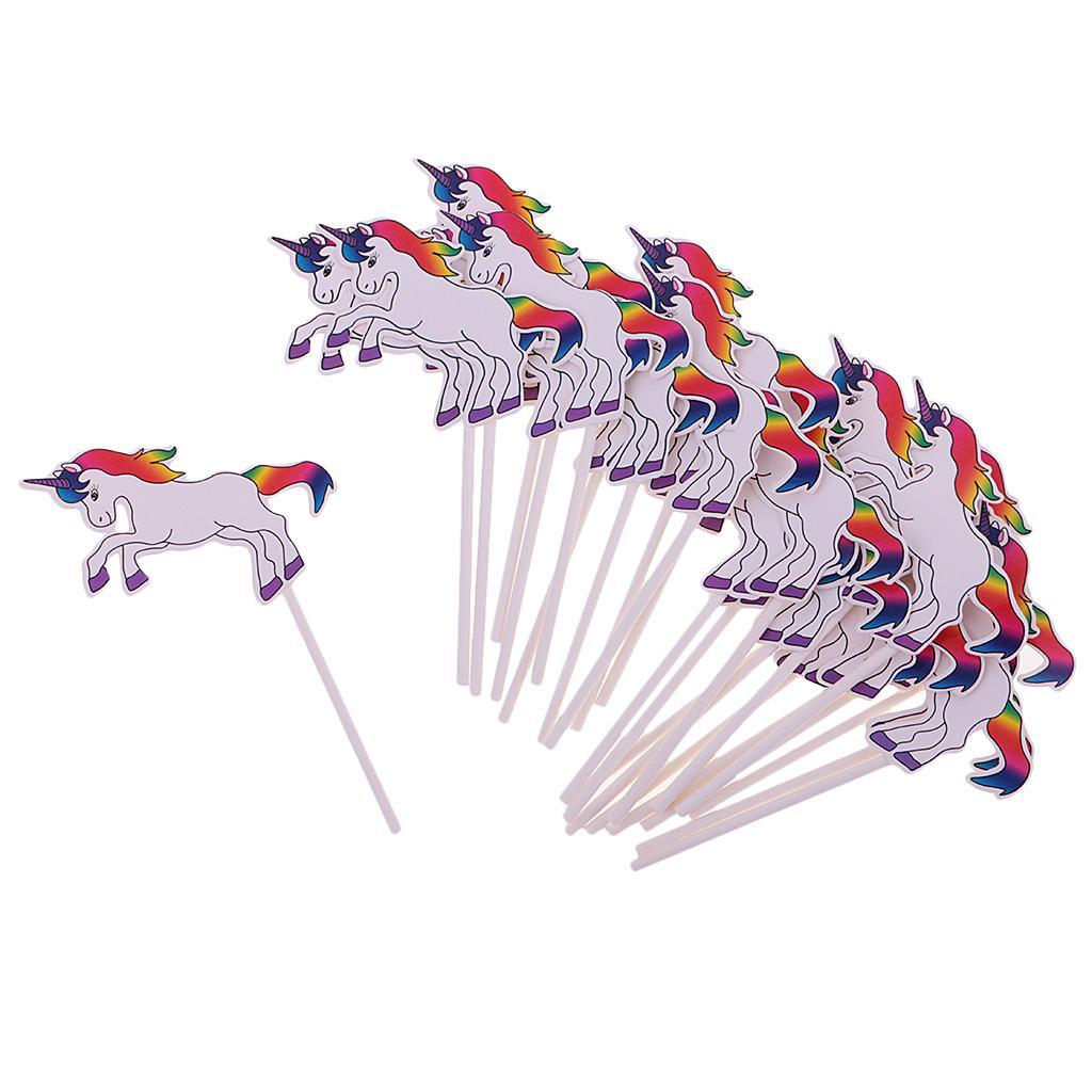 34pcs Set Unicorn Cupcake Picks Cake Topper Food Picks for Kids Party