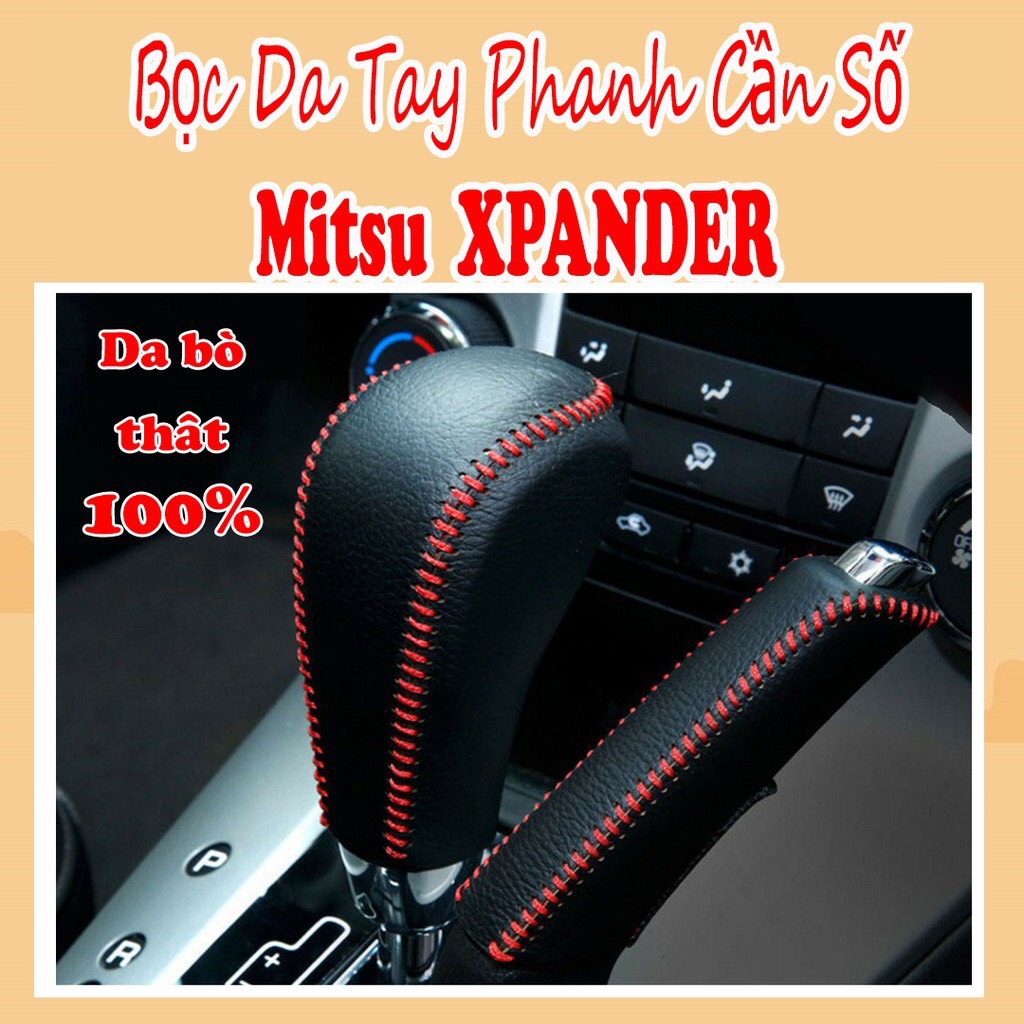 BỌC CẦN SỐ, PHANH TAY MITSUBISHI XPANDER AT, DA BÒ THẬT, BẢO HÀNH 2 NĂM