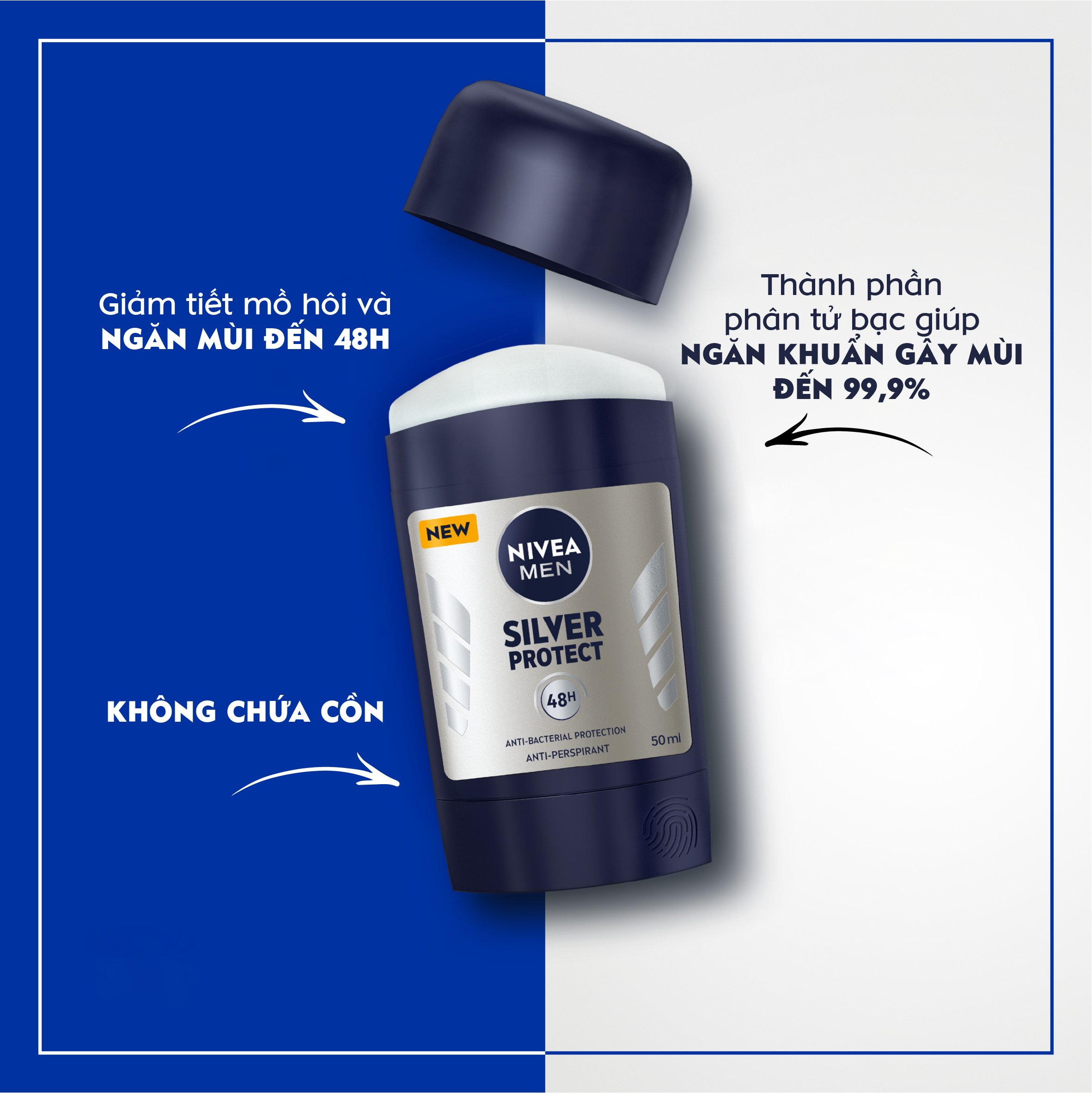 Sáp Ngăn Mùi NIVEA MEN Phân Tử Bạc (50 ml) - 83181