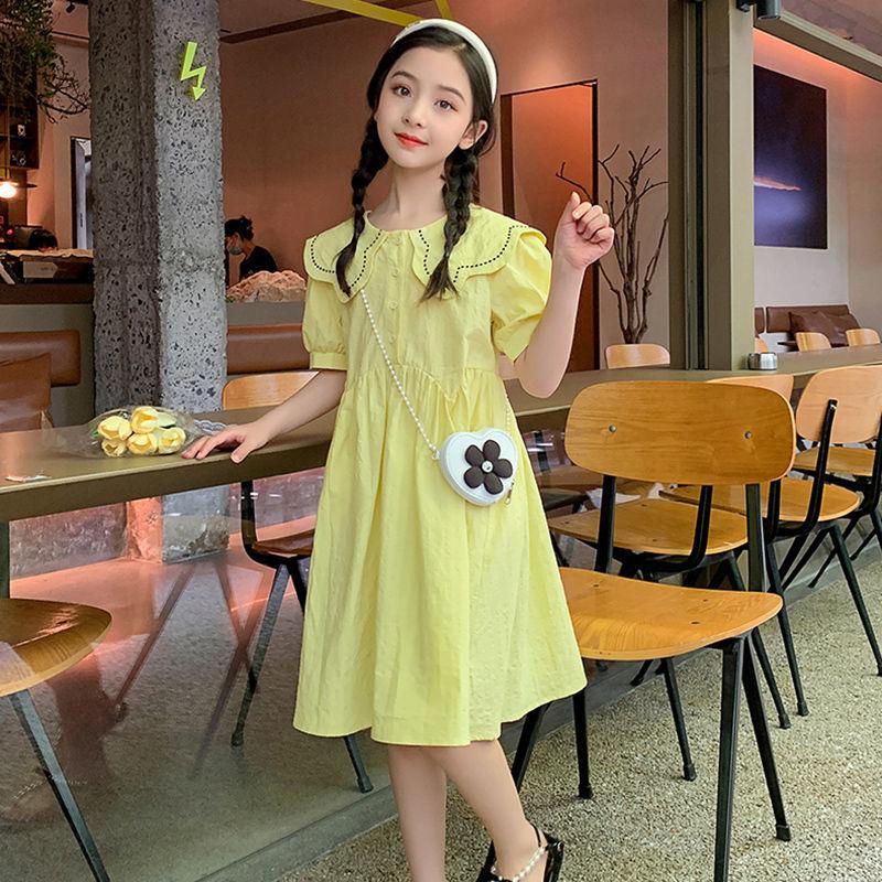 DONGSHOP Cô gái đồng bằng bông đầm mùa hè mỏng 2023 tây bé công chúa váy mùa hè váy trẻ em váy