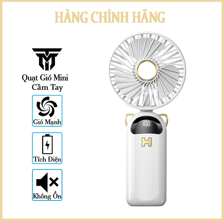 Quạt Cầm Tay Mini Tích Điện Teement , Có Giá Đở Điện Thoại, Sạc USB Di Động Tiện Lợi, Phiên Bản Nâng Cấp - Hàng Chính Hãng
