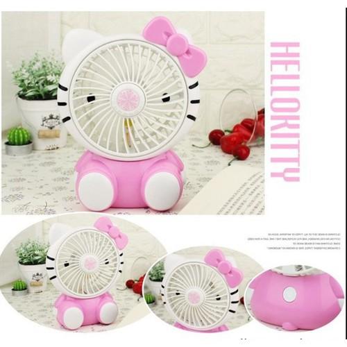 Quạt mini hình Hello Kitty để bàn có pin sạc